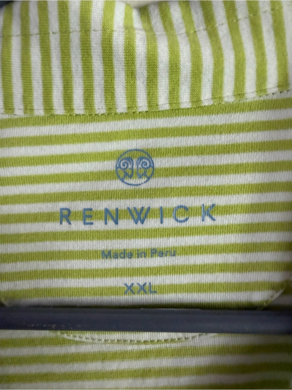 Renwick Pima Cotton Polo Top Women's XXL Green White Stripe Long Sleeve Golf - Picture 4 of 4